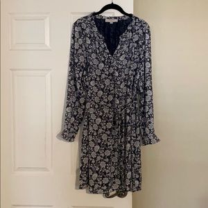 NWOT Navy and White Loft Tie Waist Dress Size L